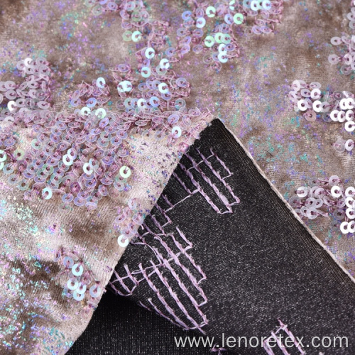 Polyester Stretch Knitted Foil Print Shiny Metallic Fabric